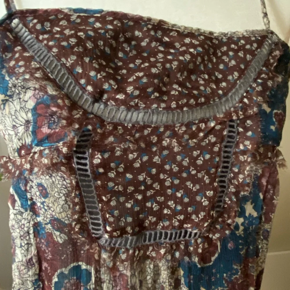ZARA 100% Silk Chiffon Sheer Patchwork Mixed Florals Maxi Slip Dress - Picture 5 of 9